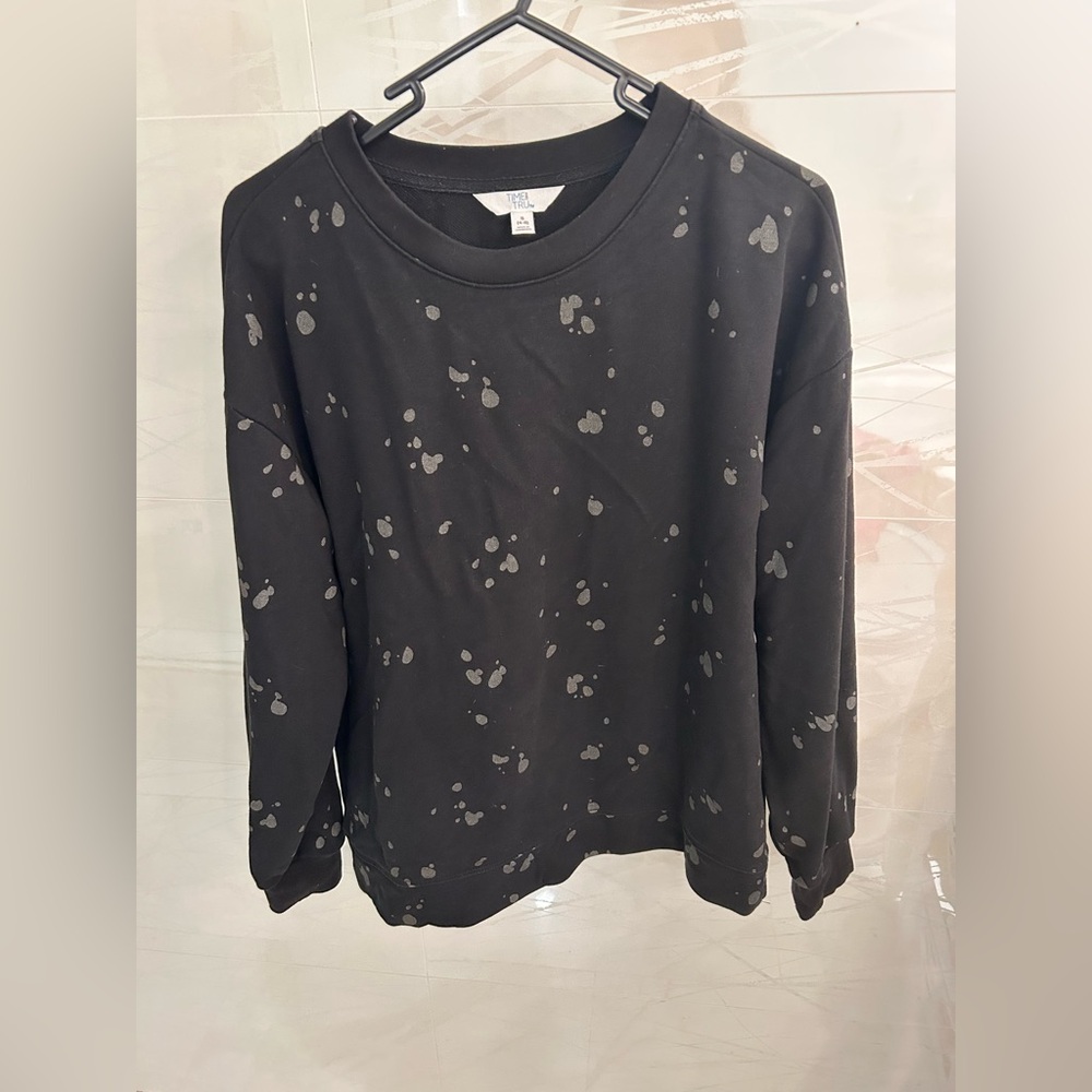 Time & Tru Black Speckled Sweatshirt